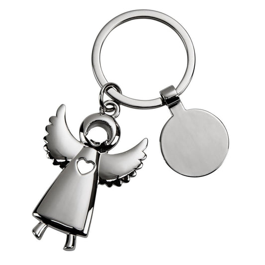 Standing Angel Keychain with Engraving Tag, 3.5"