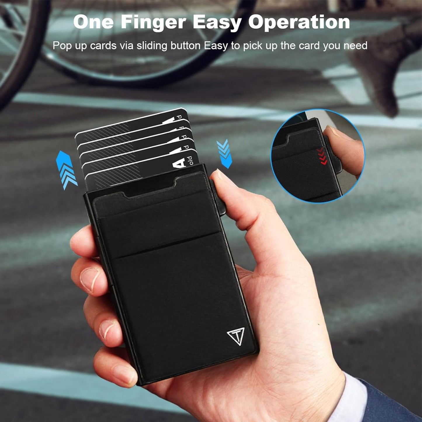 Slim RFID Blocking Wallets,Pop Up Minimalist Card Holder for Men & Women Metal Thin Front Pocket Wallet Credit Card Holder with Elastic Coin Pocket